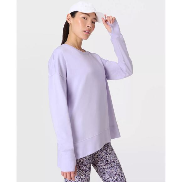 Sweaty Betty Tops - Sweaty Betty Pastel Lavender After Class Longline Sweatshirt Organic Cotton Sz M